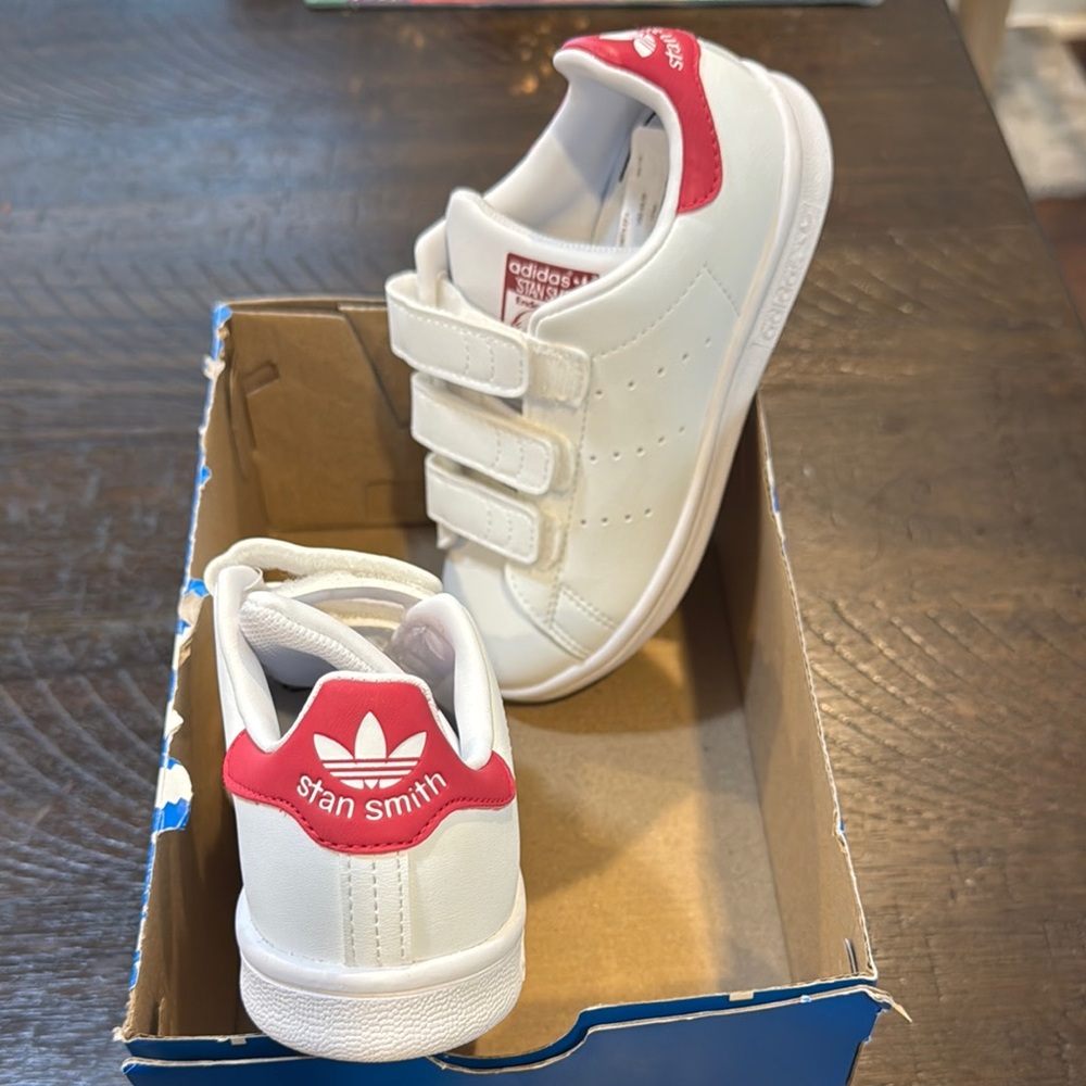 Adidas Kids Stan Smith White and Pink Shoes